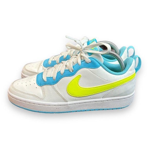 Nike Court Borough Low 2 GS Size 7Y 'White Baltic Blue Volt'‎ BQ5448 122 - Picture 1 of 9